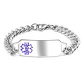 Purple Symbol Medical Alert Stainless Bracelet 7 In